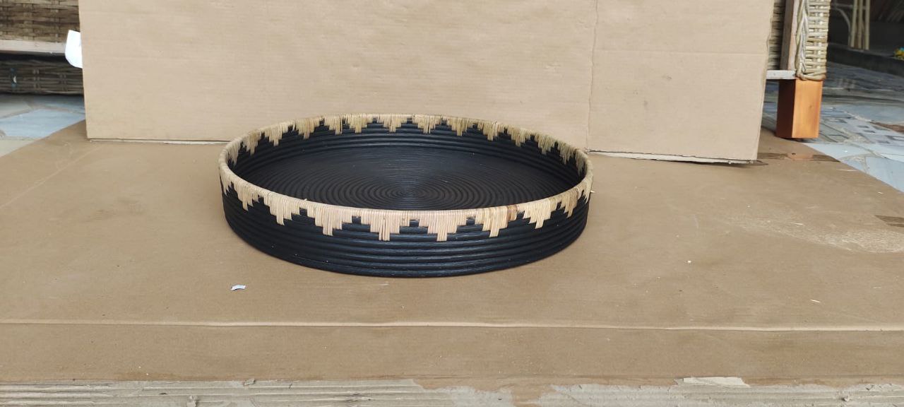 Rattan Aztec Round Tray