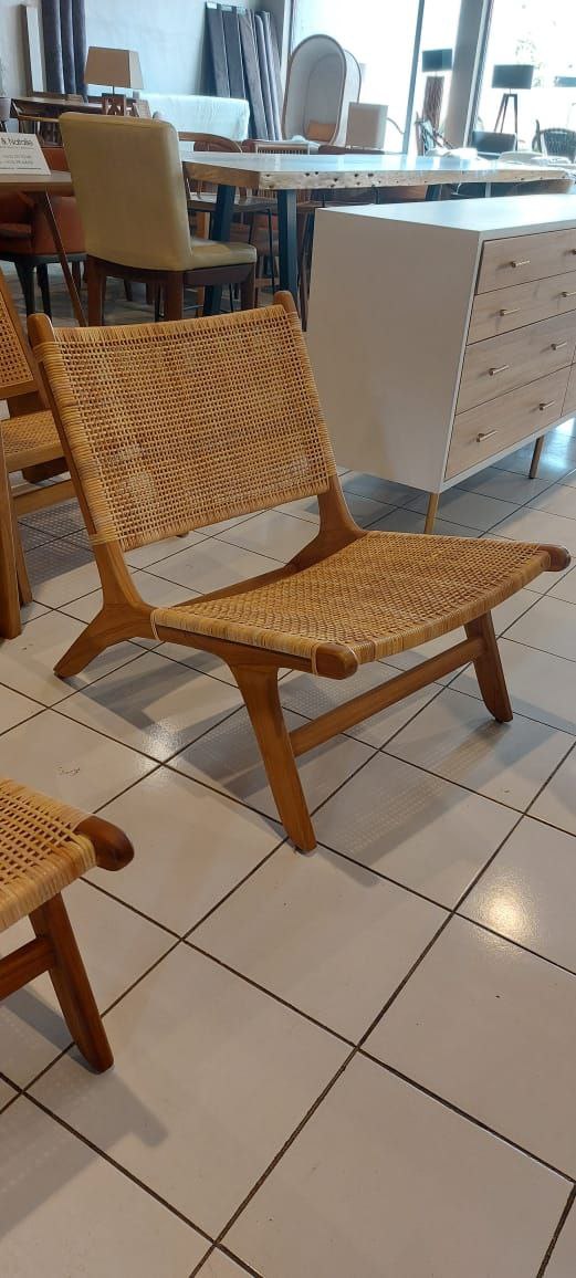 Teak Rattan Lounge Chair