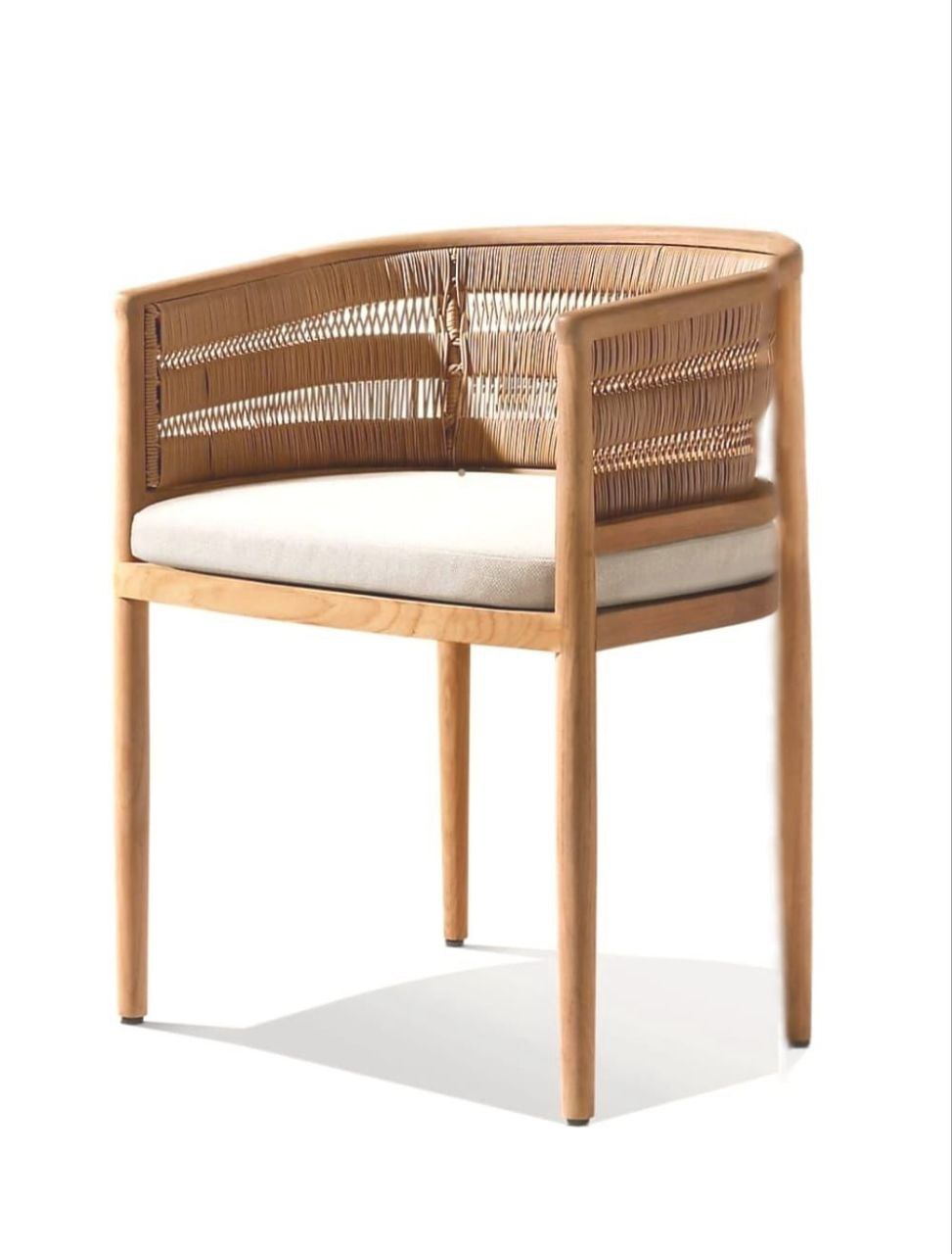 Teak Rattan Barrel Chair